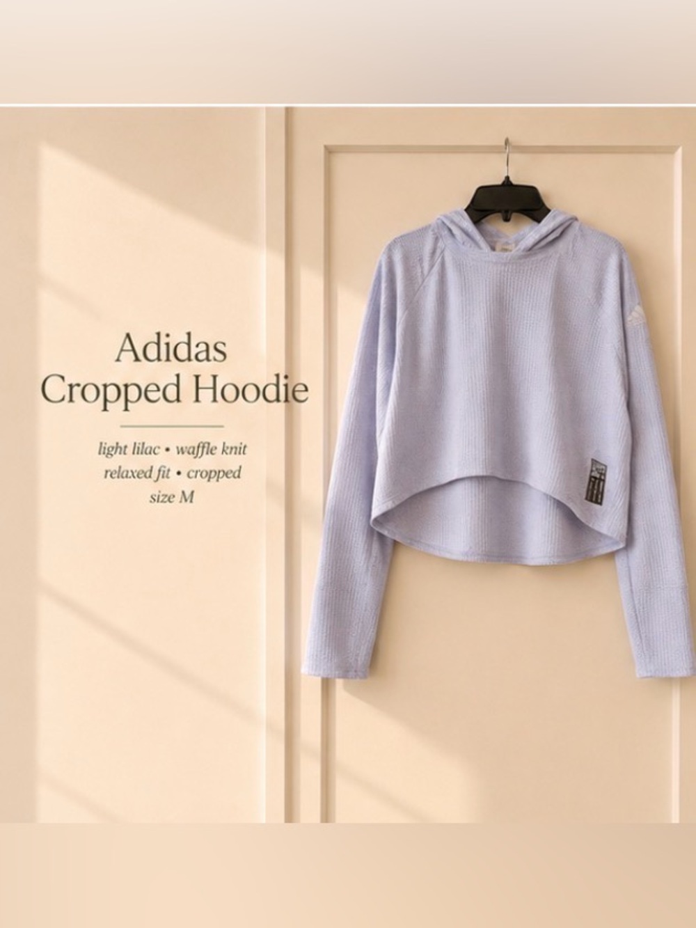 Adidas Cropped Waffle Hoodie in Light Lilac